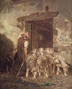 unknow artist Leaving the Sheep Pen Spain oil painting artist